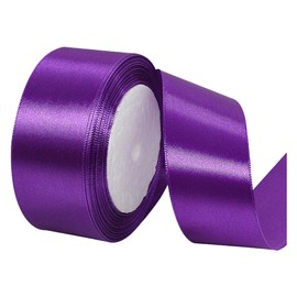 Purple Ribbon 1-1/2 Inch, 25 Yards Solid Satin Fabric Ribbons for Christmas Gift Wrapping, Christmas Garland, Christmas Tree Ornaments, Bows Making, DIY Crafts, Sewing Projects and Wedding Party