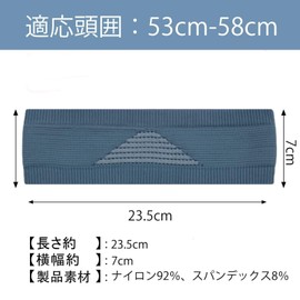 Men's Headband, 2.8 inches (7 cm), Headband, Sweatband, Sports, Tightening, No Slipping, Soccer, Baseball, Basketball, Yoga, Breathable, Absorbent, Unisex Blue
