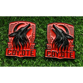Pair Custom Dark Horse Style Coyote Emblems Door Left Right 3D Badge Replacement for 2011-2024+F150 Mustang Dark 5.0 GT Coyote Universal Car Vehicle, Truck, Motorcycle (Black Red)