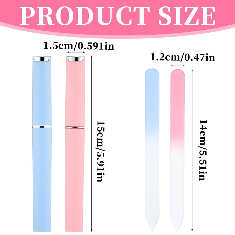 2 Pack Glass Nail Files for Natural Nails, Crystal Nail