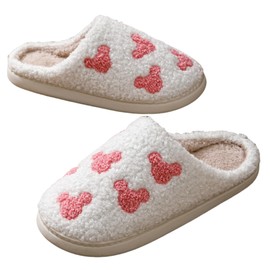 QBRIUQZP Bow Slippers for Women & Men - Floral Memory Foam Plush Slippers, Cute Cartoon Design, Warm Fluffy Fur Lined, Indoor Outdoor House Home Bedroom Shoes