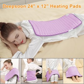 Electric Heating Pads,Heating Pad for Back,Shoulder,Hot Pad for Neck and Arms,Abdomen,Moist Heated Pad for Legs and Knee,Auto Shut Off(Light Purple, 24''×12'')