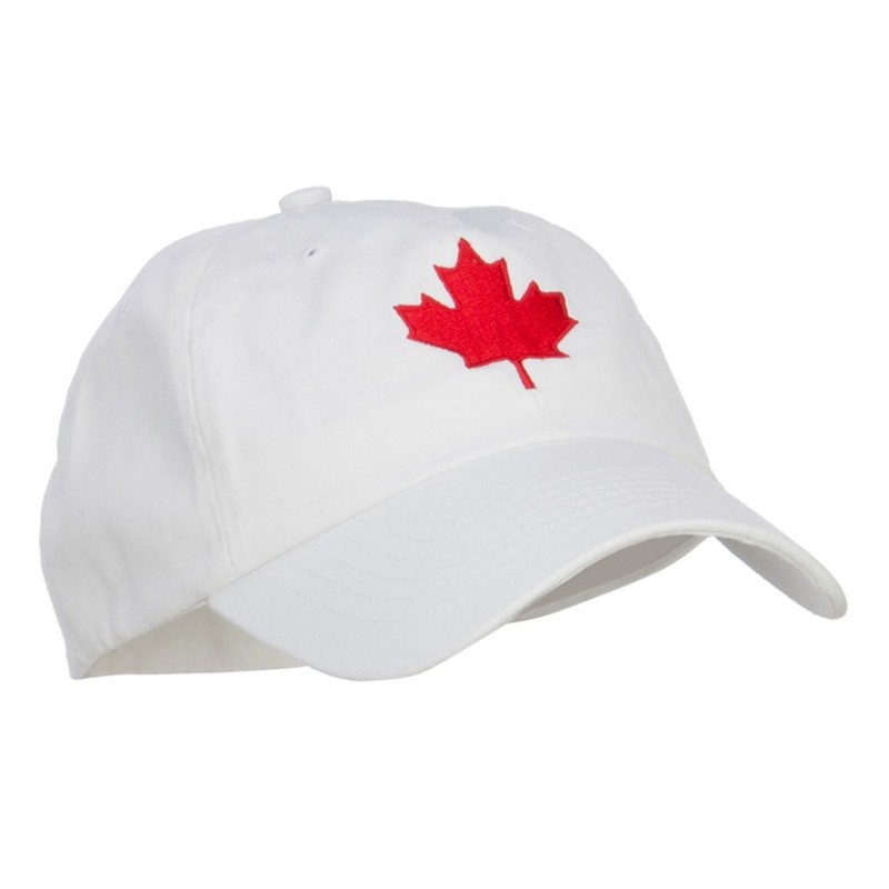 Canada Maple Leaf Embroidered Low Cap - White OSFM