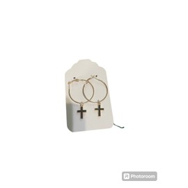 Unbranded black cross hoop earrings