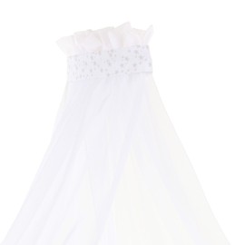 babybay Canopy Pique with Ribbon Suitable for All Models up to 96 cm Length, White Stars Pearl Grey