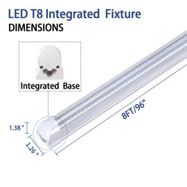TRLIFE 8FT LED Light Fixtures 72W, 8FT LED Shop Light 5000K Daylight White Dual Side T8 V-Shape Integrated 8 Foot Tube Lights(150W Fluorescent Light Equivalent), 8640Lm, Clear Cover (6 Pack)