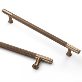 Asidrama 10 Pack 6.3 Inch(160mm) Knurled Champagne Bronze Kitchen Cabinet Handles, Gold Cabinet Pulls Kitchen Cabinet Hardware Cupboard Drawer Pulls