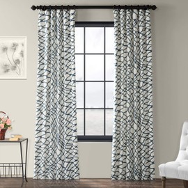 HPD Half Price Drapes Printed Cotton Twill Curtains for Room Décor 50 X 120 (1 Panel), PRTW-D40-120, Indonesian Blue