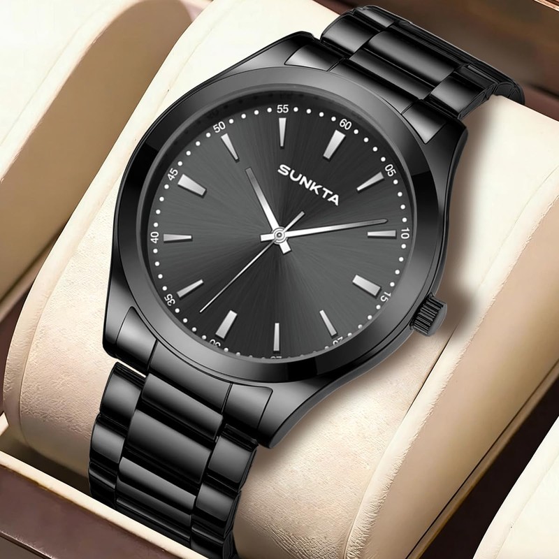 LIGE Men's Minimalist Watches Stainless Steel Waterproof Analog Quartz