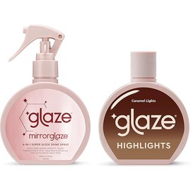 glaze Hair Shine Bundle – Super Gloss Caramel Lights Color Conditioning Gloss & Mirror 4-in-1 Super Sleek Shine Spray – For Brown Hair with Highlights