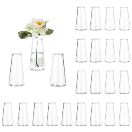Clear Flower Vases for Centerpieces: Glasseam Modern Glass Vase Set of 24 Centerpiece Vases for Home Wedding Party Table Decor 5.5In Small Vases for Flowers Rose Tulip Stems