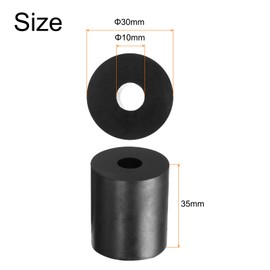 QUARKZMAN Pack of 4 Rubber Spacers, 30 mm Outer Diameter, 10 mm Inner Diameter, 35 mm Height, Round Antivibration Spacer, Rubber Bushings, Grommets, Thick Rubber Discs for Home and Car Accessories