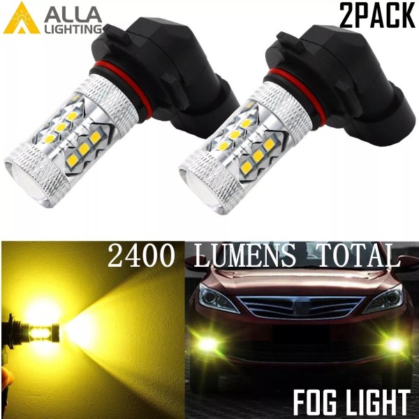 Alla Lighting 2x 3000K H10 9145 Gold Yellow 3030 SMD