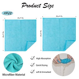 Pack of 10 Microfibre Cleaning Cloths 30 x 30 cm Red All-Purpose Cloths Soft Cleaning Cloth Microfibre Cloths Absorbent Kitchen Towels Tea Towels Lint-Free Washable Cleaning Cloths for Home Car