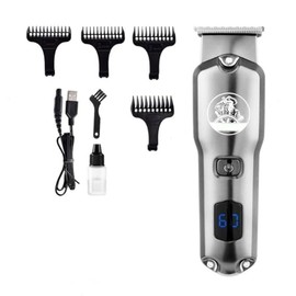 Hair Clippers for Men, Hair Clipper Cordless Hair Cutting Machine Barber Waterproof Hair Clipper Portable Haircut T-Blade Trimmer For Men (Color : Silver)
