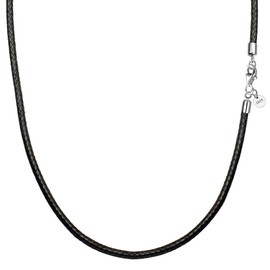 Viwind Leather Necklace 925 Silver Clasp Braided Faux Leather Necklace 2.5 mm Wide Women Men Chain for Pendant Charm 45-60 cm Choice of DIY Leather Cord, Leather