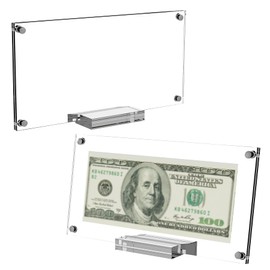 Boloyo Acrylic Dollar Bill Display Frame, 7.5 inch 2PC Clear Tabletop Currency Paper Money Display Stand Holder Easel Base Protector for Collectors