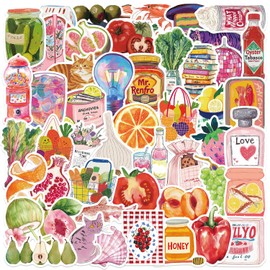 100PCS Mediterranean Food Aesthetic Stickers,Cartoon Mediterranean Tomato Retro Waterproof Decal for Adult Girl Teen Skateboard Water Bottle Guitar Notebook Laptop Journal Scrapbook Phone Luggage