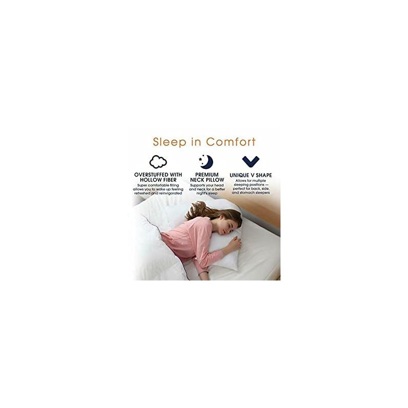 HOMES-LINEN Orthopaedic V-Shaped Pillow Extra Cushioning Support For Head, Neck