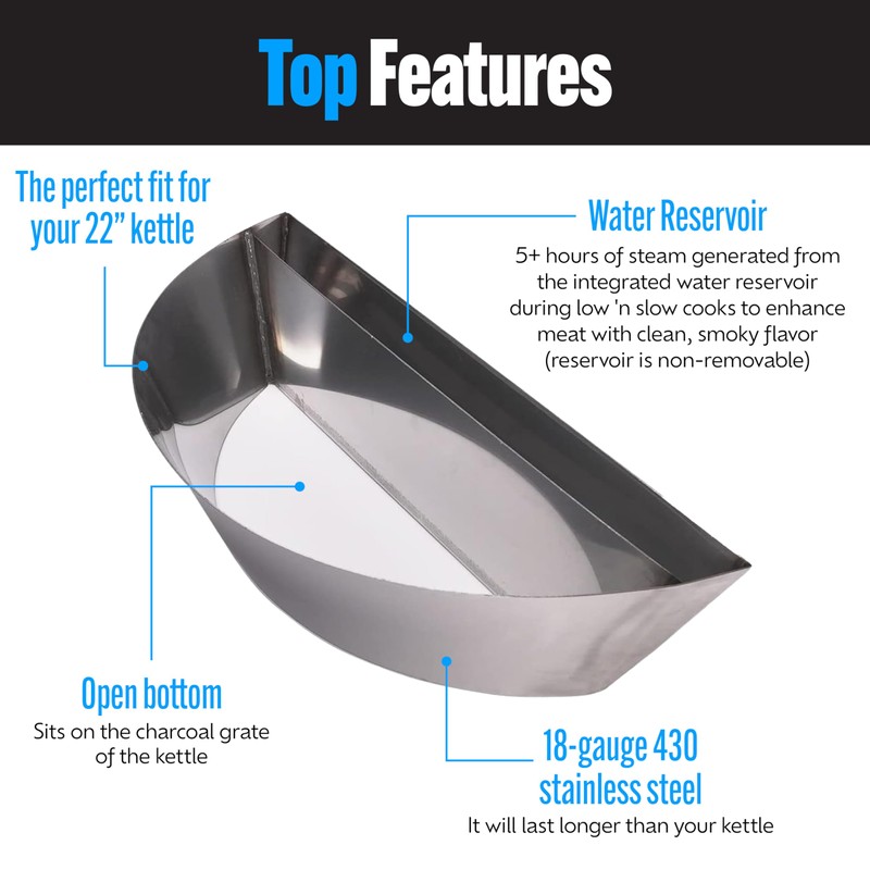 SnS Grills Patented Slow ‘N Sear Original Insert - Stainless