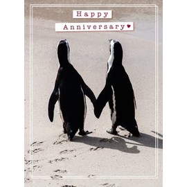 Noel Tatt Photographic Open Happy Anniversary Greeting Card - From The Picture This Range - Adorable Penguin Couple