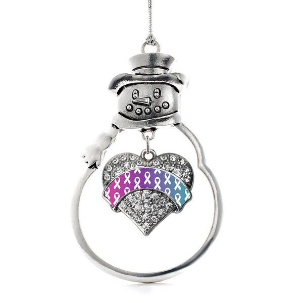 Inspired Silver - Heart Thyroid Ribbon Support Snowman Ornament, Christmas