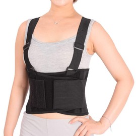 Lumbar Support Belt with Suspenders Industrial Work Back Brace Lower Back Pain Protection Belt for Men & Women in Construction, Moving and Warehouse Jobs Medical Grade Adjustable Posture Corrector Brace Shoulder Back Support Belt (Black, X-Large)