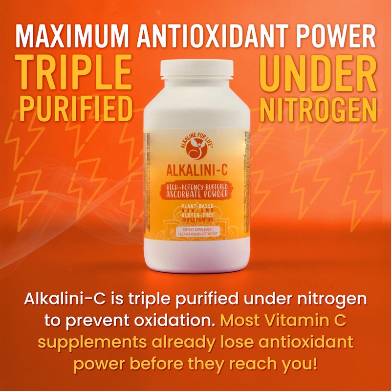 Alkalini-C Vitamin C Powder Supplement, Potent Natural L-Ascorbate VIT C