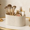 KINGFOM Makeup Brush Holder Organizer with Divider, PU Leather Vanity