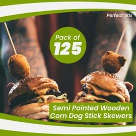 Perfect Stix Semi- Pointed Corn Dog Stick Skewers 8.5" x 3/16" (Pack of 125)