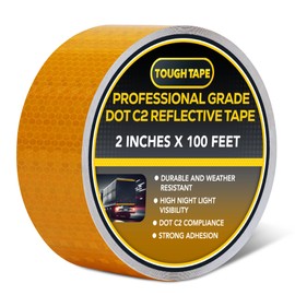 DOT C2 Safety Reflective Tape 2IN x 100 FT - Outdoor Waterproof Conspicuity Tape - Orange Reflector Tape for Trailers, Vehicles, Boats - Strong Reflective Safety for Caution Warning Signs