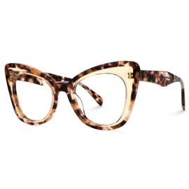 Zeelool Women's Cat Eye Glasses Stylish Acetate Eyewear Blue Light Blocking Glasses Anti Eyestrain Glasses ZJGA359158-03 Tortoise