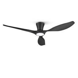 TALOYA Ceiling Fans with Lights,52 inch Modern Low Profile Ceiling Fan with Quiet Reversible DC Motor,Flush Mount,3CCT, Black Ceiling Fan for Bedroom Living Room Kitchen and Patio
