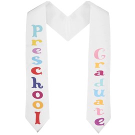 BOXOB Preschool Graduation Stole for Children, Smooth Satin Nursery Graduation Sash for Graduations, Unisex & Reusable Memory Gift (White), White, M