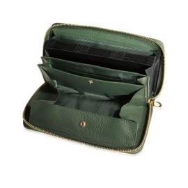 Blue Cynthia SW5 Women's Long Wallet, Genuine Leather, Holds 30 Cards, Garcon Wallet, Large Capacity, RFID Skimming Prevention, Shrink Leather, Capty, deepgreen