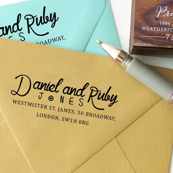 Personalized Family Return Address Stamp Custom Wood Mounted Rubber Stamp
