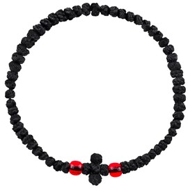 Pndeyo Orthodox Prayer Rope, Handmade Christian Greek Prayer Rope, Protection Blessing Cross Tassel Car Hanging Charms for Women Men Family Couple- Black