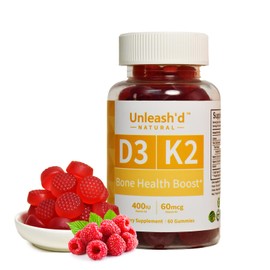 UNLEASH'D ORGANIC Unleash'd Vitamin D3 K2 Gummies 60 Count Supports Bone Health Enhances Immune Function