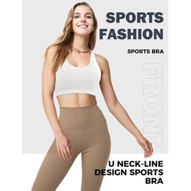 Sports Bras for Women High Support Large Bust, Outdoors High Impact Yoga Wireless Padded Bras for Sagging Breasts, Padded Low Back Athletic Sleep Workout Strappy Racerback Sports Bra White L