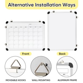 VUSIGN Monthly Dry Erase Calendar Whiteboard for Wall, 16" X 12" Double-Sided Board, Hanging Whiteboard Dry Erase for Office, Desk, Kitchen, Dorm