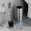 Brushed Stainless Steel Toilet Brush and Cover, No-Punch Hook Base