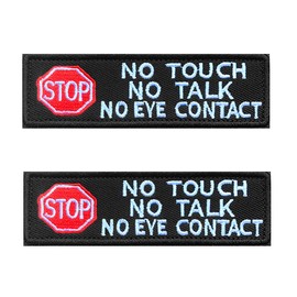 Antrix 2 Packs No Touch No Talk No Eye Contact Dog Patch Hook and Loop Embroidered Fastener Emblem Service Dog Patch for Working Dogs Warning Vests Harness Collar Clothes