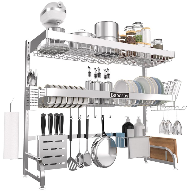 Over The Sink Dish Drying Rack,3 Tier Adjustable Length (25.5''