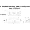 Ropeze Stainless Steel 6-Inch Folding Cleat, Marine Grade, Corrosion Resistant,