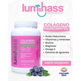 Colágeno Lumihass 1 Bote Sabor Arándano | Omega 3 + Biotina
