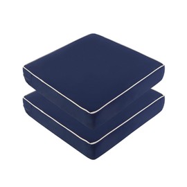 LYLNBYWK 2 Pack Outdoor Chair Cushions 20" X 20" X 4", Waterproof Patio Seat Cushions with Fixed Ties, Dark Blue (Cushion + Cover)