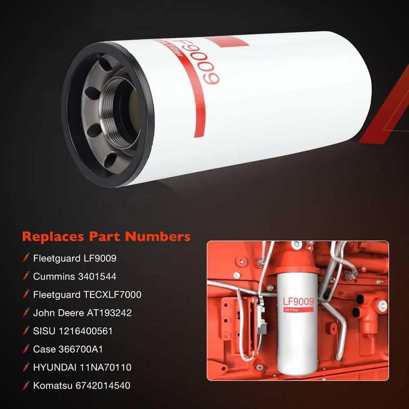 LF9009 Oil/Lube Filter Compatible With Cummins ISC 8.3L ISL/QSL 9.0L