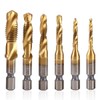 HYWJ 6-Piece Tap Drill, Hex Shaft Chamfering Tap Drilling, Threading,