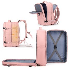 coowoz Large Travel Backpack For Women Men, Carry On Backpack,Hiking Backpack Waterproof Outdoor Sports Rucksack Casual Daypack Expandable Heavy Duty Extra large Backpack Pink Expansion