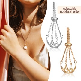 MAGICLULU 2Pcs Crystal Stone Holder Necklace Metal Crystal Cage Necklace Empty Holder Pendant Necklace for Women Jewelry